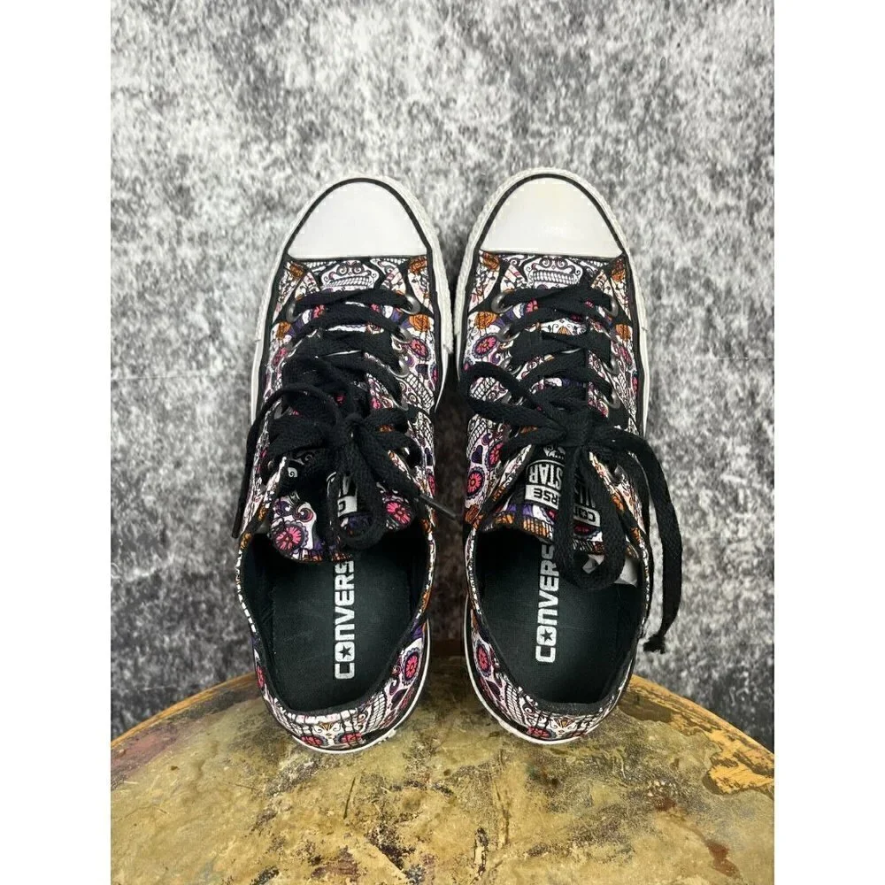 Converse shoes Women 7 men 5 All Star Sugar Skull Black Day Of The Dead Sneakers